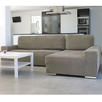 Funda De Sofá Chaise Longue B/largo Glamour Lino Oscuro / Derecha