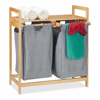 Cesta Para La Ropa Con 2 Compartimentos Natural 70 Cm