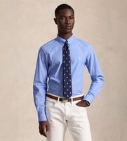 polo ralph lauren para hombre 710929348502 camisa slim fit de popelina elastica azul xxl casual algodon manga larga