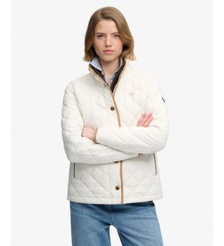 Superdry para mujer. W5012040A Chaqueta Forrada Estate Country blanco roto (M), Casual, Poliéster
