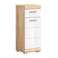 armario para bano lewoto r 1 puerta y 1 cajon r blanco y roble claro