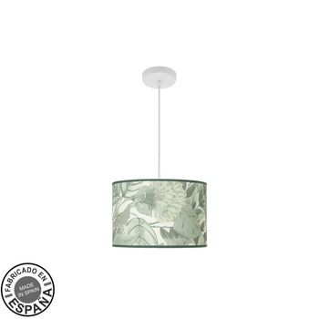 Colgante moda 1xe27 blanco/hoja verde regx30x30cm