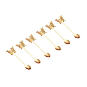 Cucharas de postre doradas mariposa - lote de 6