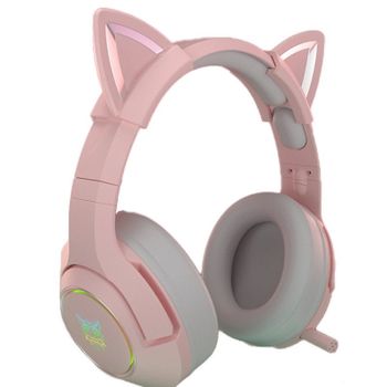 Kinsi K9 Auriculares Gaming RGB con Orejas Rosas