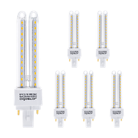 aigostar pack de 5 bombillas led plc 2u tubo de 11w maiz g24 blanco calido 3000k 880lm no regulable