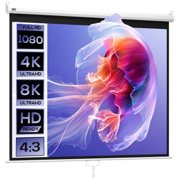 HOMCOM Pantalla de Proyector Manual 120 Pulgadas Formato 4:3/16:9 para Interior y Exterior 244x183 cm Blanco  Aosom España
