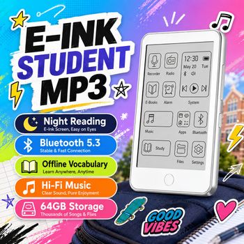 Reproductor MP3 con pantalla de tinta electrónica de 64 GB, 3.5