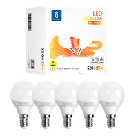 aigostar - bombilla led g45 7w casquillo fino e14 bajo consumo 520 lm luz calida 3000k ahorro de energia  cri 80 angulo de apertura 230 no regulable  - caja de 5 unidades