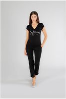 camiseta cuello v con logo black
