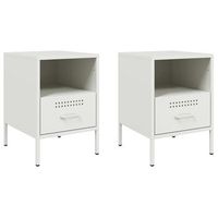 pack 2 uds mesitas de noche  mesilla de noche acero blanco 36x39x505 cm