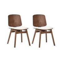 conjunto de 2 sillas de comedor estructura de madera asiento de tela sin reposabrazos marron y beige claro charleston