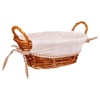 Panera mimbre forrada marrón 26x18x11h cm
