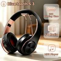 ayvvpii auriculares estereo inalambricos bluetooth fm y compatibles con tarjeta sd con microfono para telefono movil iphone sumsamg tablet mp3