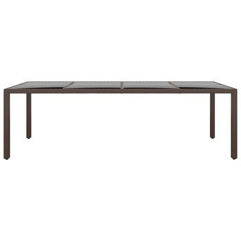 Mesa De Jardín | Mesa De Exterior Superficie De Vidrio Ratán Sintético Marrón