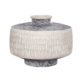 Jarrón Boho Tradicional Magnesio Florero Exterior Beige Y Gris Deksati