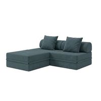sofa modular 3 lugares  puff  convertible terciopelo regular azul oscuro