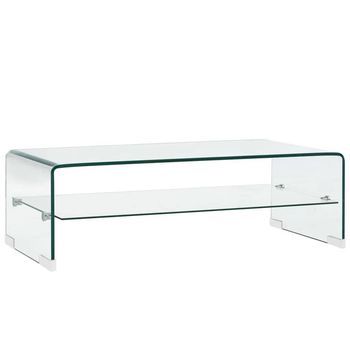 Mesa De Centro 98x45x31 Cm Vidrio De Seguridad Templado - Transparente