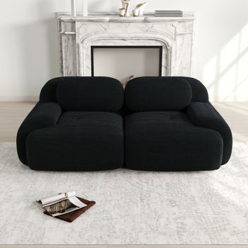 Sofá De Dos Plazas De Pana Negro Modular Sin Marco Espuma 32d