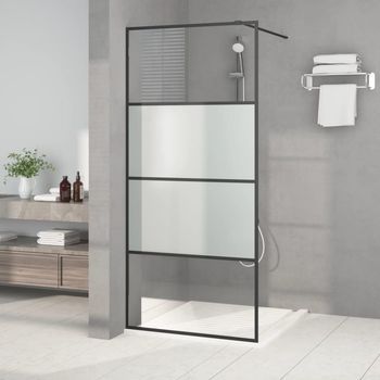 Mampara De Ducha Vidrio Esg Semiesmerilado Negro 90x195 Cm Vidaxl