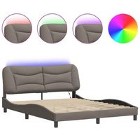 estructura de cama con luces led tela gris taupe 160x200 cm