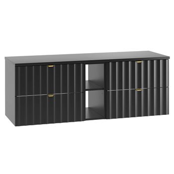 Mueble bajo lavabo 140cm paneles de melamina y mdf negro