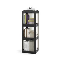 costway estanteria 3 niveles giratoria plegable biblioteca giratoria 360 con base giratoria torre de estanteria de estante para esquinas negro