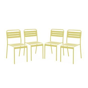 Silla De Jardín Bistró De Acero, Set De 4, Amarillo