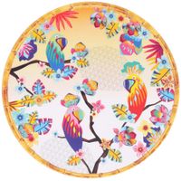 plato de presentacion redondo melamina con estampado tropical 355 cm