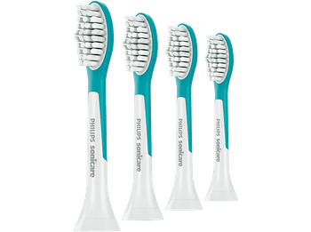 Recambio para cepillo dental Philips Sonicare HX6044/90, For Kids, Pack 4, Diseñado Niños +7 Años, Blanco