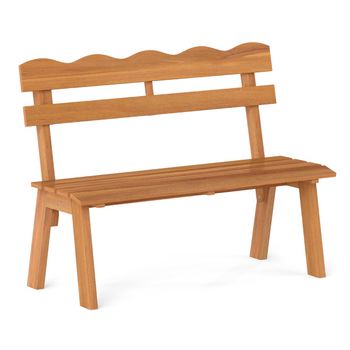 Costway Banco Jardín Madera Acacia Exterior 360kg 2 Personas Respaldo Ondulado Asiento Listones Porche Balcón