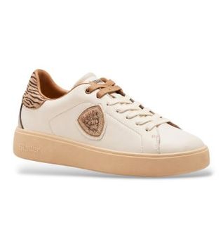 Blauer para mujer. F6VICTORY01 Zapatillas Victory de piel beige (40), Plano, Cordones, Casual