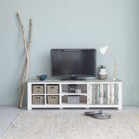 mueble de tv de pino macizo reciclado 180 cm