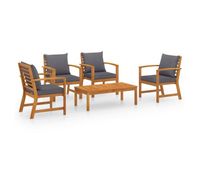 muebles de jardin 5 piezas cojines madera maciza de acacia vidaxl