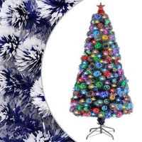 arbol de navidad con luces fibra optica blanco y azul 120 cm vidaxl
