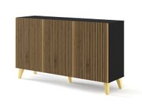 comoda efecto madera negro  crema y dorado