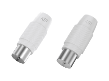 Cable coaxial - ISY ISA-9069, 1x Coaxial plug y socket, Blanco
