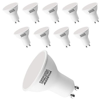 Aigostar - Bombilla LED GU10, 8W, Luz blanca fría 6500K, 640lm, Bajo consumo, no regulable - Paquete de 10 Unidades