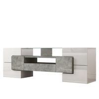 mueble tv blanco brillo de 145 cm con iluminacion led multicolor
