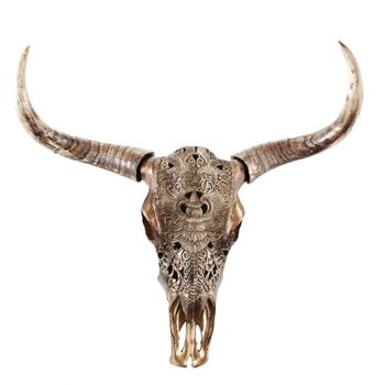 Trofeo de pared marrón con cabeza de búfalo tallada, 73x73 cm