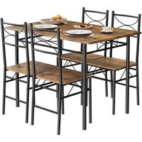 mesa de comedor con 4 sillas conjunto de mesa y 4 sillas mdf y metal marron rustico  negro
