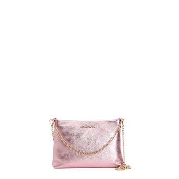 bolso de mano de piel laminada con bandolera de cadena pink taglia unica