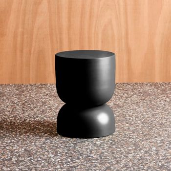 Mesa auxiliar, rincón de sofá, mesita metal ø32 x h42cm, negro