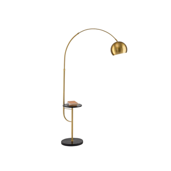 Tableau - Lámpara De Pie Led De Latón Bruñido, 1 Casquillo E27 Máx. 60 W, 192 Cm De Altura, Regulable En Altura 180° - Perenz