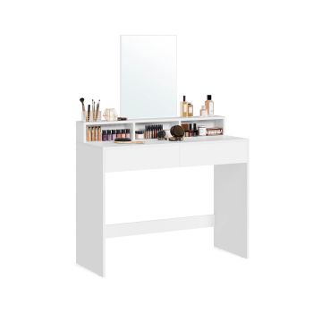 Tocador de Espejo Rectangular, Blanco / 40 x 100 x 140 cm