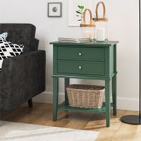 mesa auxiliar con 2 cajones en efecto de madera verde oscuro
