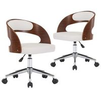 sillas de comedor giratorias 2 uds madera curvada cuero blanco vidaxl