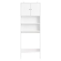 armario para bano alto con 2 estantes abiertos y 2 puertas blanco
