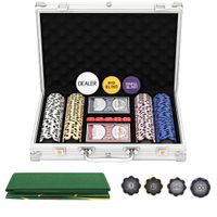 sportnow set de fichas de poquer en maletin con dados boton de dealer 2 barajas color plateado