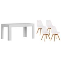 pack mesa extensible de comedor o cocina blanco  4 sillas nordic blanco