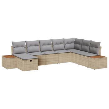 Conjunto De Sofá De Jardín Con Cojín Beige Ratán Sintético Vidaxl
